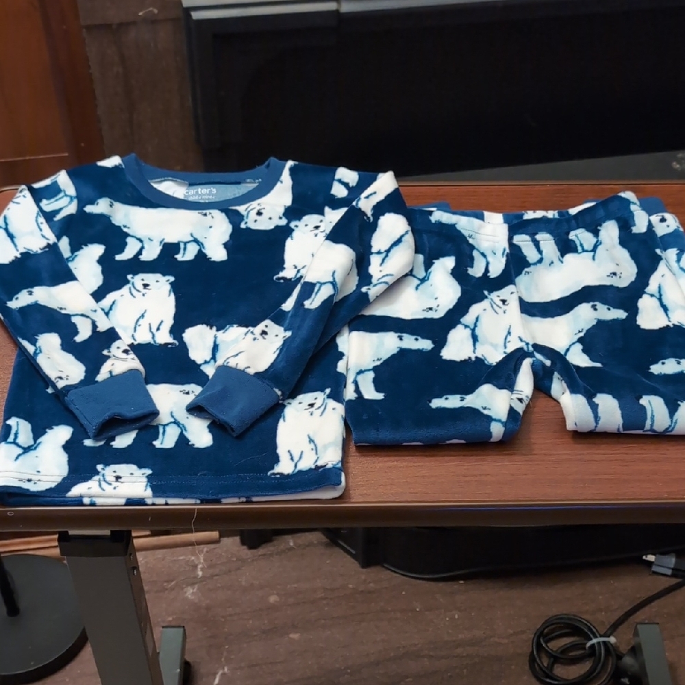 Cozy Blue Polar Bear Kids Pajamas